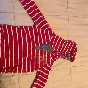 Red and white striped hoodie
